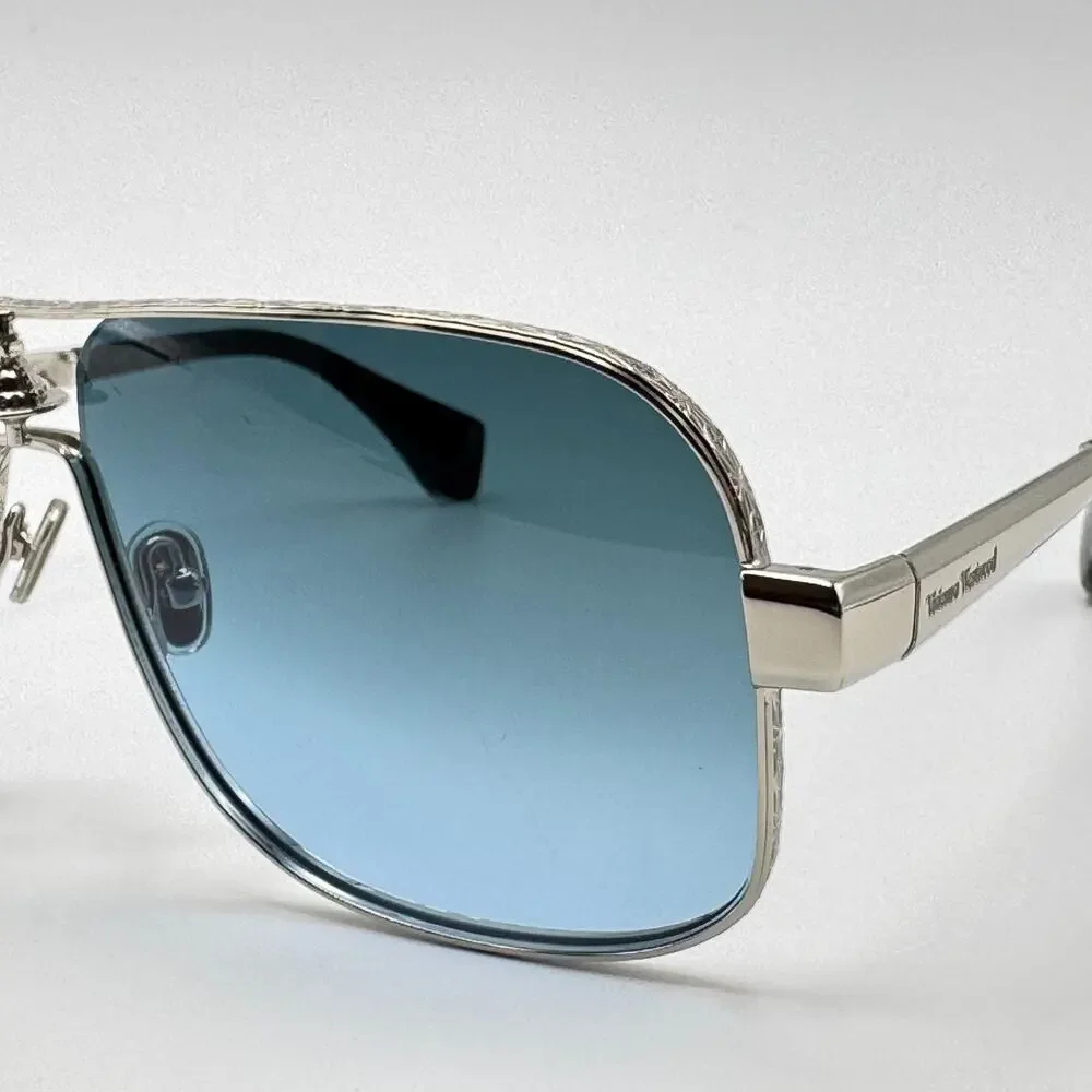 Vivienne Westwood Sunglasses Keith VW5101 800 Silver Aviator Gradient Lens 63mm
